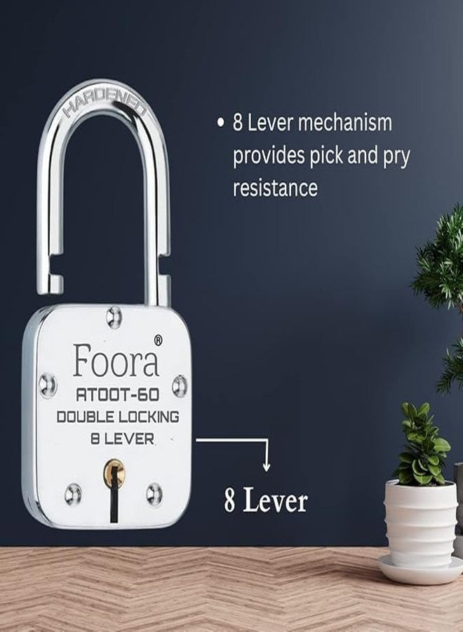 Foora Same Key Atoot 60mm Padlock | 2 Durable Metal Padlocks with 10 Common Keys | Strong Double Locking Body with 8-Lever Mechanism for Home, Gate, Shutter & Shop Security - Image 5
